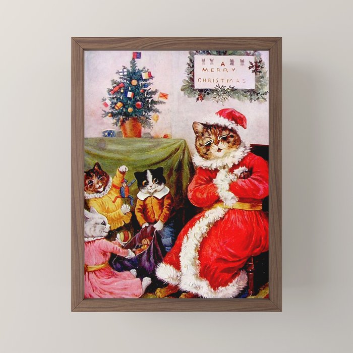A Merry Christmas' Vintage Cat Art by Louis Wain Mini Art Print