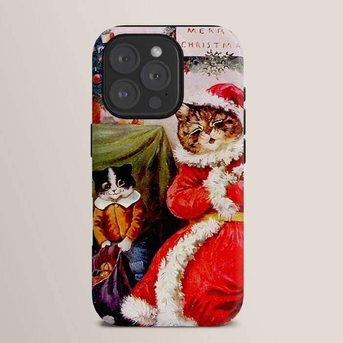 A Merry Christmas' Vintage Cat Art by Louis Wain iPhone Case