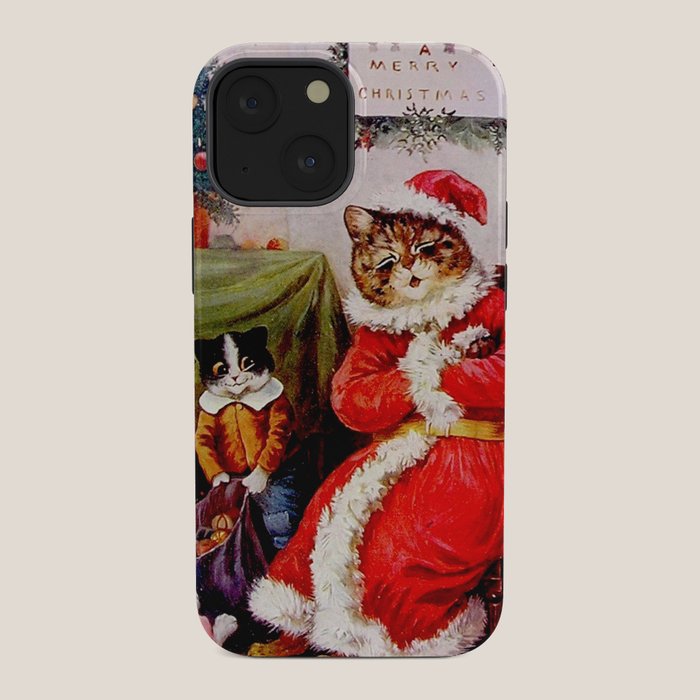 A Merry Christmas' Vintage Cat Art by Louis Wain iPhone Case