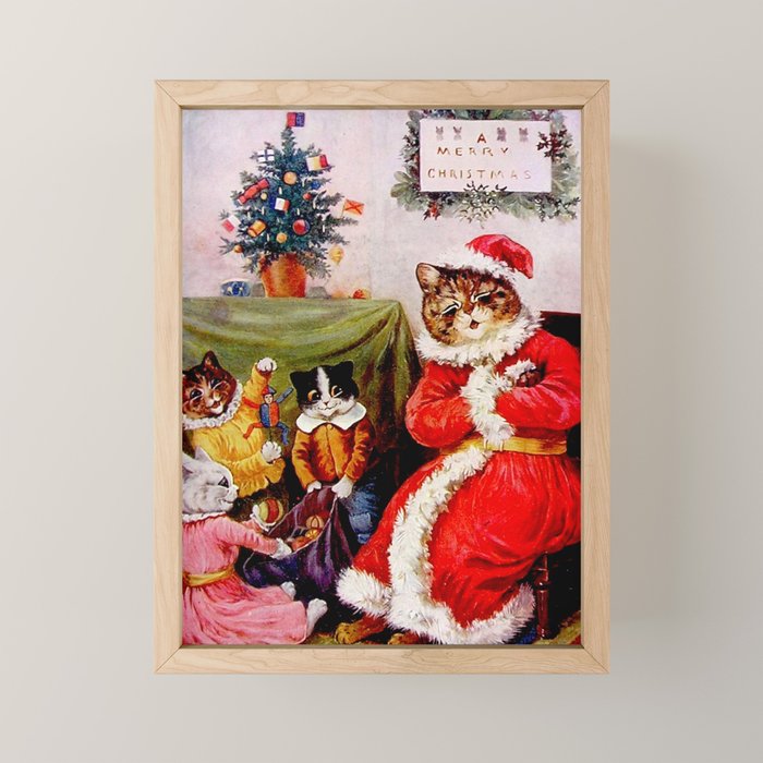 A Merry Christmas' Vintage Cat Art by Louis Wain Mini Art Print
