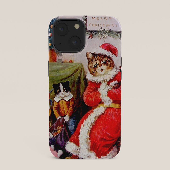 A Merry Christmas' Vintage Cat Art by Louis Wain iPhone Case
