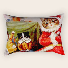 A Merry Christmas' Vintage Cat Art by Louis Wain Rectangular Pillow