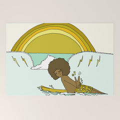 "buttons" kaluhiokalani 70s surf legend // retro surf art by surfy birdy Welcome Mat