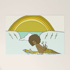 "buttons" kaluhiokalani 70s surf legend // retro surf art by surfy birdy Welcome Mat