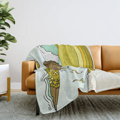 "buttons" kaluhiokalani 70s surf legend // retro surf art by surfy birdy Throw Blanket