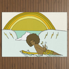 "buttons" kaluhiokalani 70s surf legend // retro surf art by surfy birdy Outdoor Rug