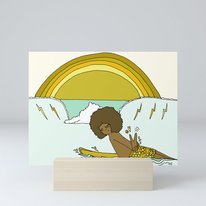 "buttons" kaluhiokalani 70s surf legend // retro surf art by surfy birdy Mini Art Print
