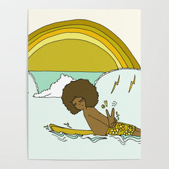 "buttons" kaluhiokalani 70s surf legend // retro surf art by surfy birdy Poster