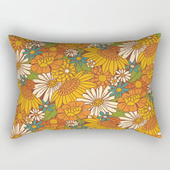 70s Retro Floral Rectangular Pillow