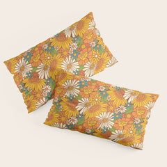70s Retro Floral Pillow Sham