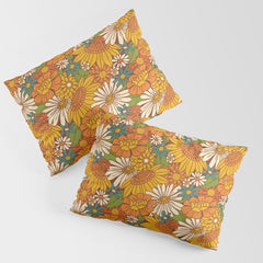 70s Retro Floral Pillow Sham