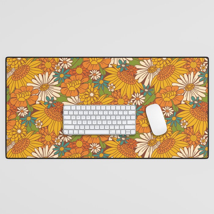 70s Retro Floral Desk Mat