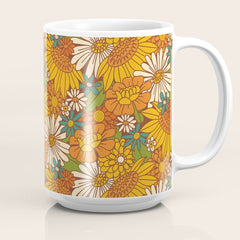 70s Retro Floral Coffee Mug
