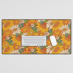 70s Retro Floral Desk Mat