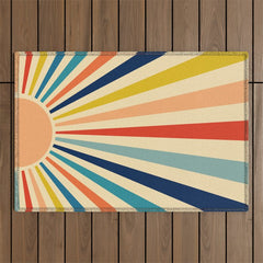 60s retro sun  Outdoor Rug