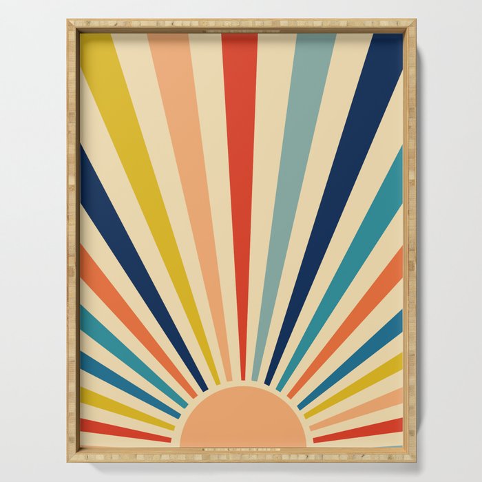 60s retro sun  Serving Tray