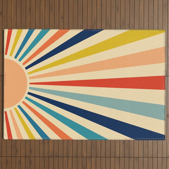 60s retro sun  Outdoor Rug