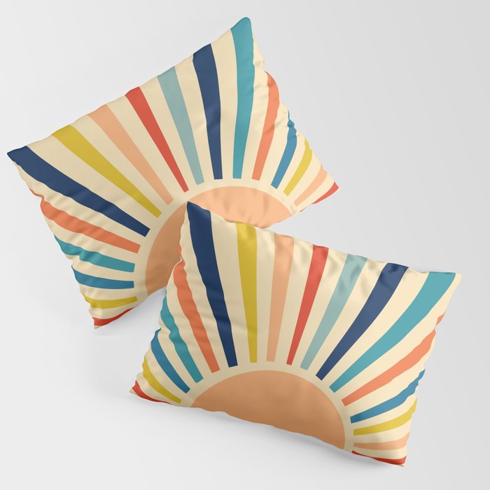 60s retro sun  Pillow Sham