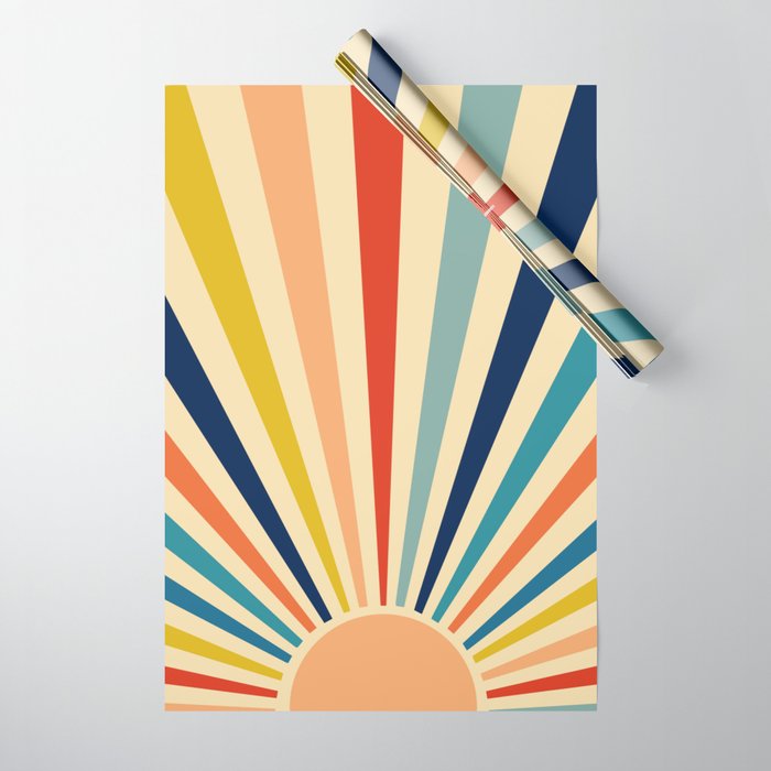 60s retro sun  Wrapping Paper