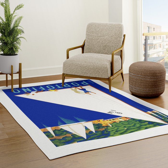 1941 PORTOFINO Italy Travel Poster Rug