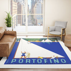 1941 PORTOFINO Italy Travel Poster Rug