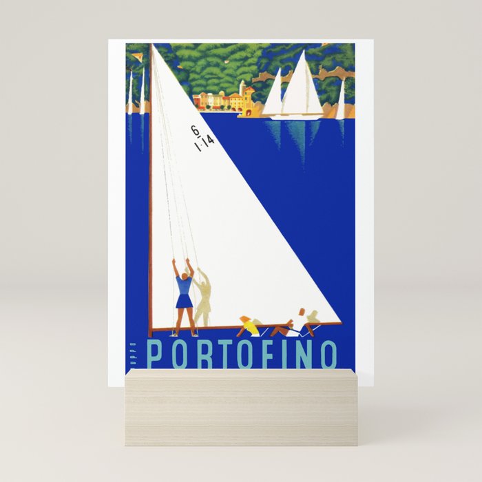 1941 PORTOFINO Italy Travel Poster Mini Art Print