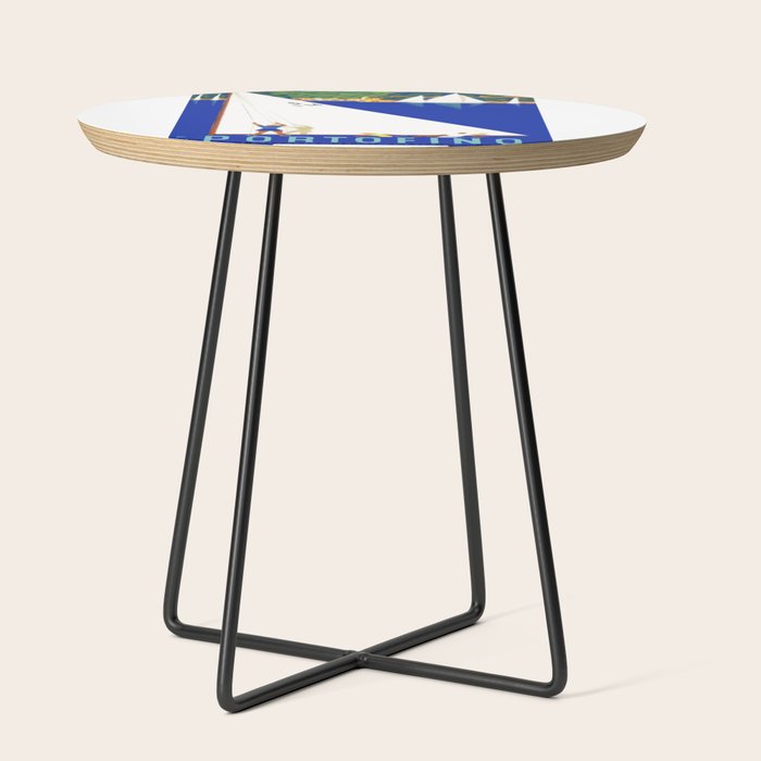 1941 PORTOFINO Italy Travel Poster Side Table