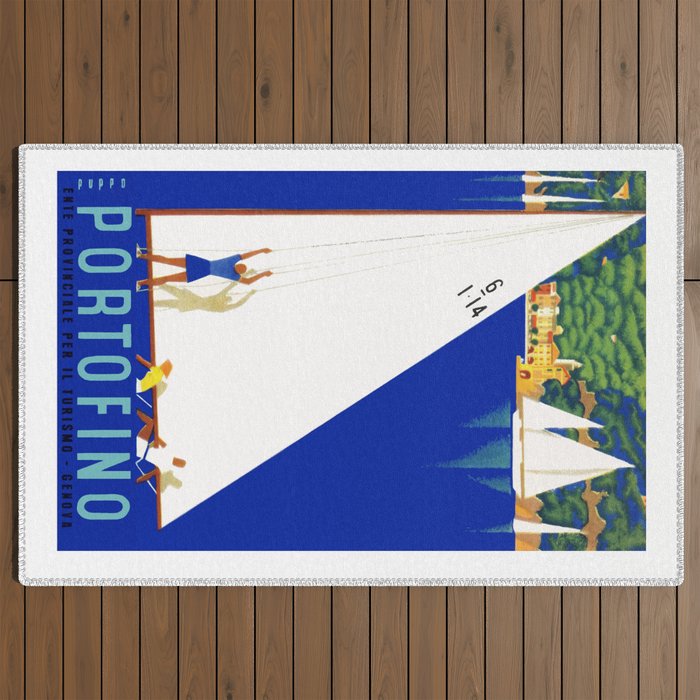 1941 PORTOFINO Italy Travel Poster Outdoor Rug