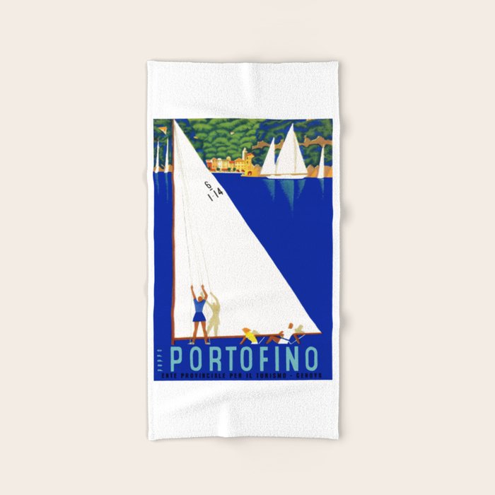 1941 PORTOFINO Italy Travel Poster Bath Towel