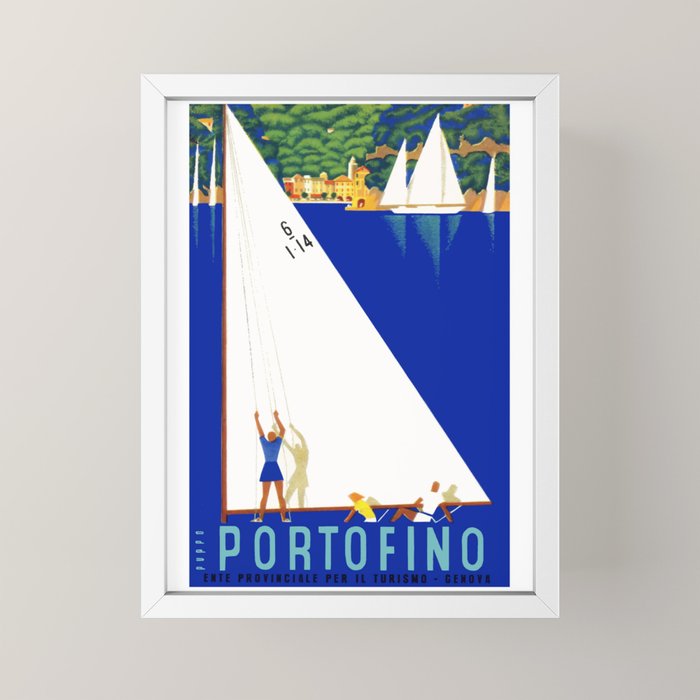 1941 PORTOFINO Italy Travel Poster Mini Art Print