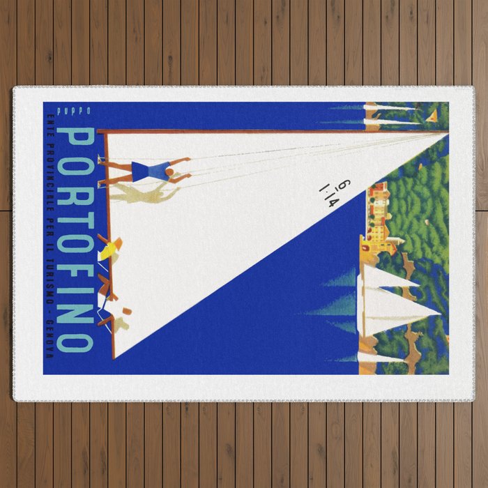 1941 PORTOFINO Italy Travel Poster Outdoor Rug