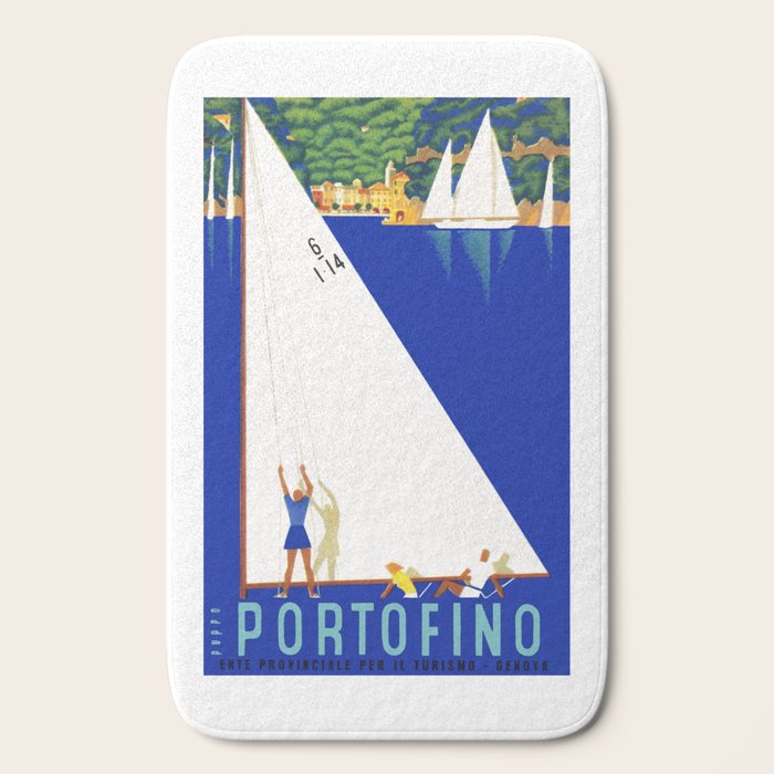 1941 PORTOFINO Italy Travel Poster Bath Mat