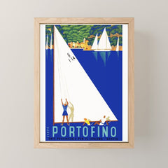 1941 PORTOFINO Italy Travel Poster Mini Art Print