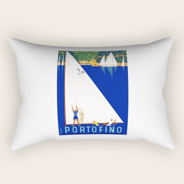1941 PORTOFINO Italy Travel Poster Rectangular Pillow