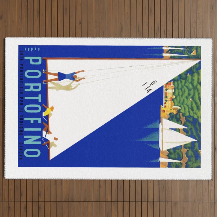 1941 PORTOFINO Italy Travel Poster Outdoor Rug