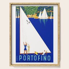 1941 PORTOFINO Italy Travel Poster Serving Tray