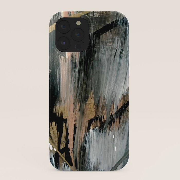 01025: a neutral abstract in gold, black, and white iPhone Case