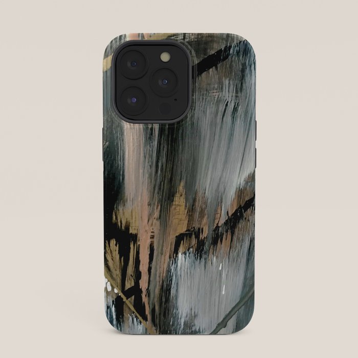 01025: a neutral abstract in gold, black, and white iPhone Case