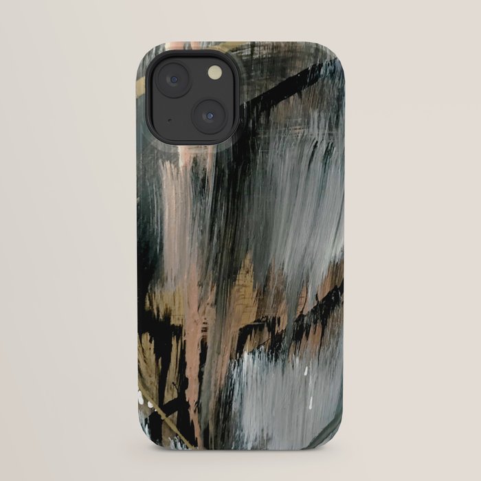 01025: a neutral abstract in gold, black, and white iPhone Case