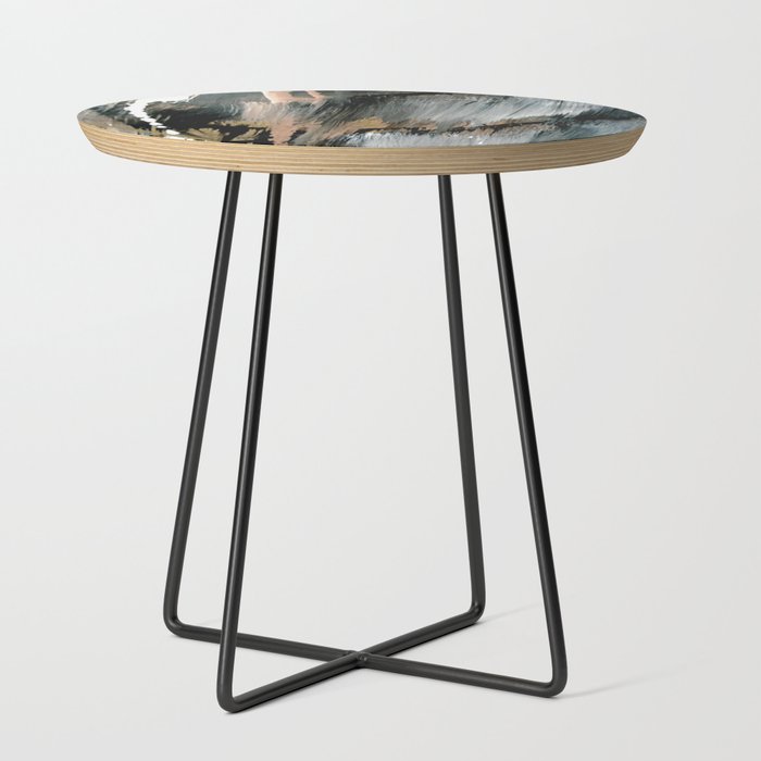01025: a neutral abstract in gold, black, and white Side Table