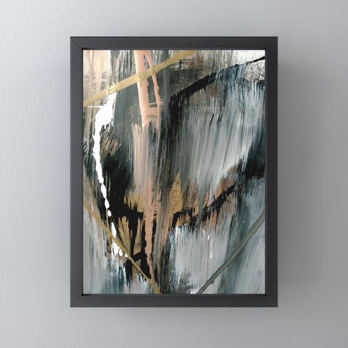 01025: a neutral abstract in gold, black, and white Mini Art Print