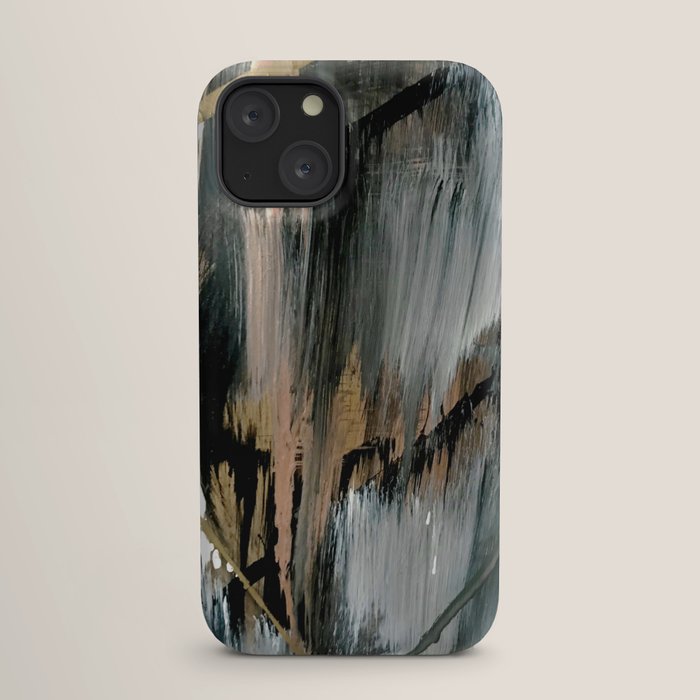 01025: a neutral abstract in gold, black, and white iPhone Case