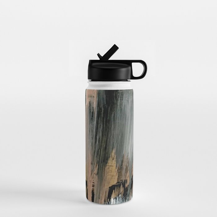 01025: a neutral abstract in gold, black, and white Water Bottle