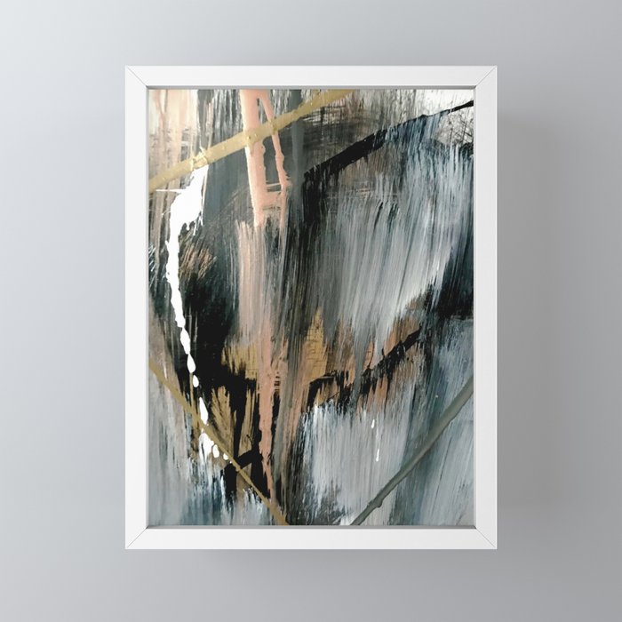01025: a neutral abstract in gold, black, and white Mini Art Print