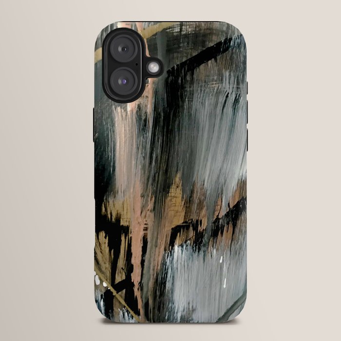 01025: a neutral abstract in gold, black, and white iPhone Case