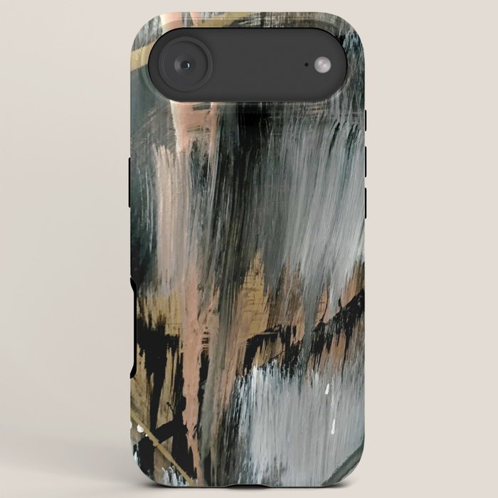 01025: a neutral abstract in gold, black, and white iPhone Case