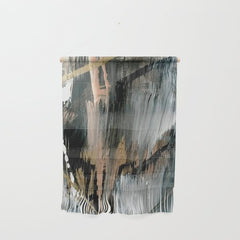 01025: a neutral abstract in gold, black, and white Wall Hanging
