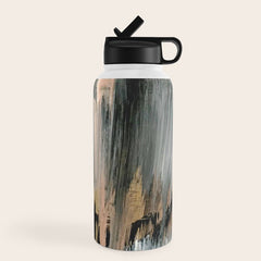 01025: a neutral abstract in gold, black, and white Water Bottle