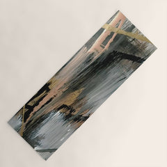 01025: a neutral abstract in gold, black, and white Yoga Mat