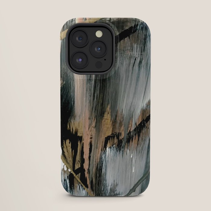 01025: a neutral abstract in gold, black, and white iPhone Case